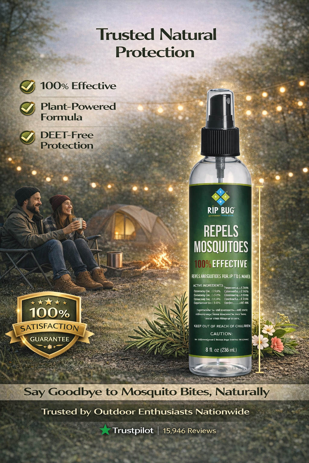 Rip Bug™ Mosquito Repellent Spray – Repels Mosquitoes Up to 8 Hours (8 fl oz)
