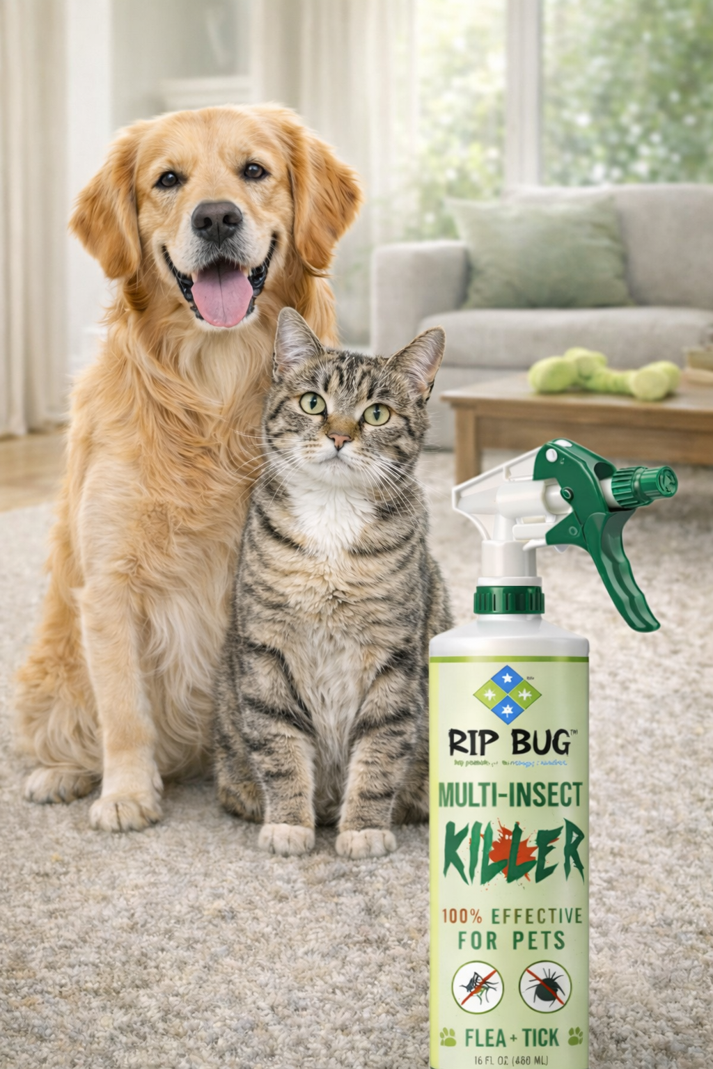 Rip Bug™ Flea & Tick Spray for Pets (16 oz)
