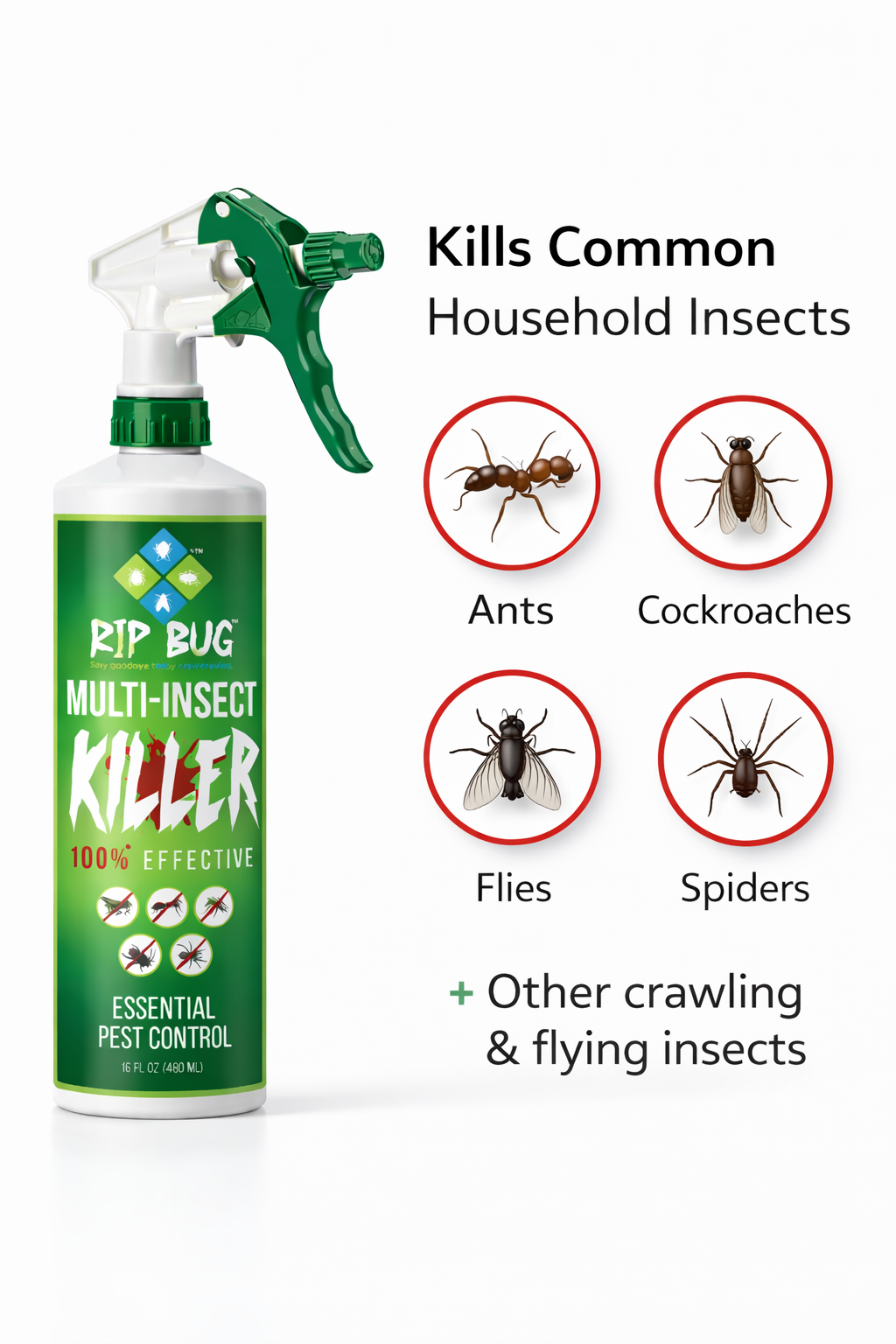 Rip Bug™ Multi-Insect Killer Spray – 100% Effective Pest Control (16 oz)