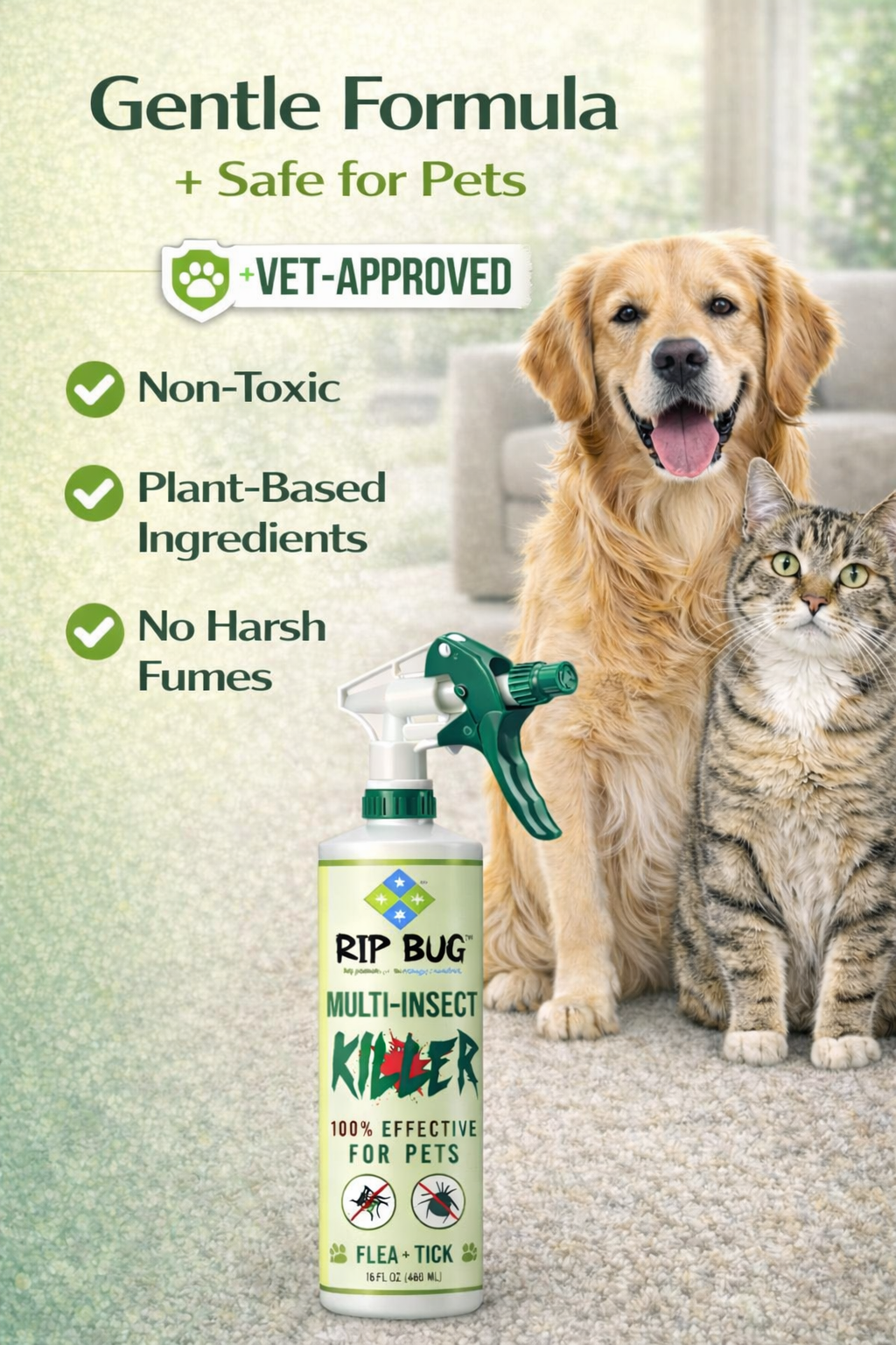 Rip Bug™ Flea & Tick Spray for Pets (16 oz)