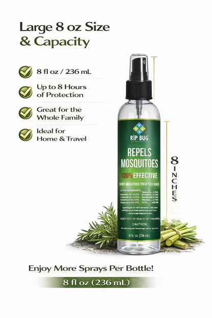 Rip Bug™ Mosquito Repellent Spray – Repels Mosquitoes Up to 8 Hours (8 fl oz)