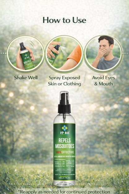 Rip Bug™ Mosquito Repellent Spray – Repels Mosquitoes Up to 8 Hours (8 fl oz)