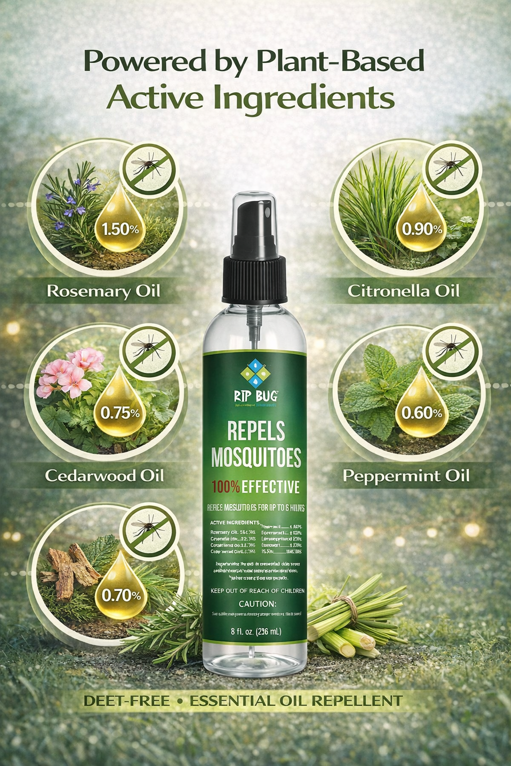 Rip Bug™ Mosquito Repellent Spray – Repels Mosquitoes Up to 8 Hours (8 fl oz)