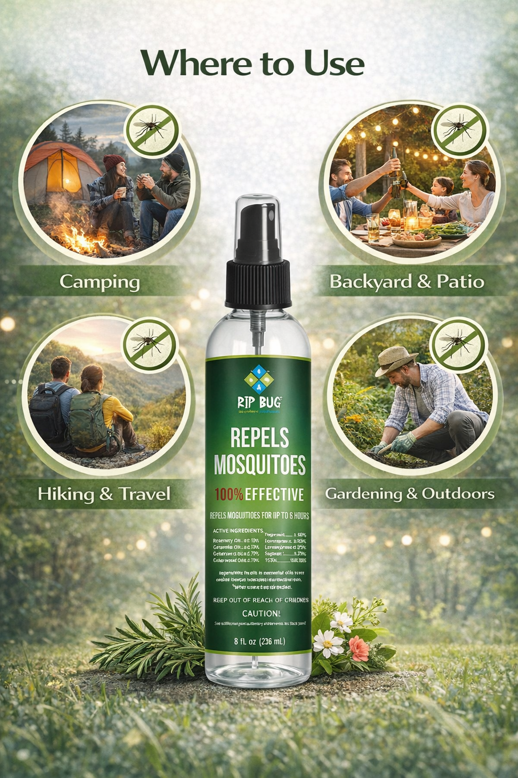 Rip Bug™ Mosquito Repellent Spray – Repels Mosquitoes Up to 8 Hours (8 fl oz)