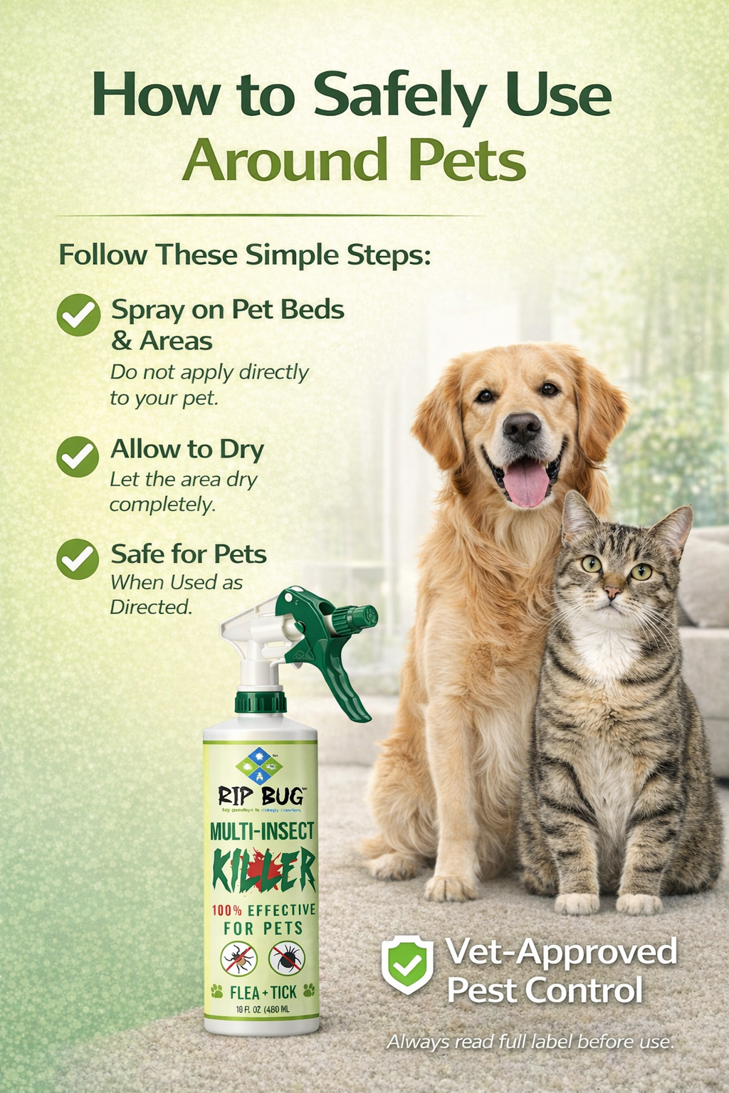 Rip Bug™ Flea & Tick Spray for Pets (16 oz)